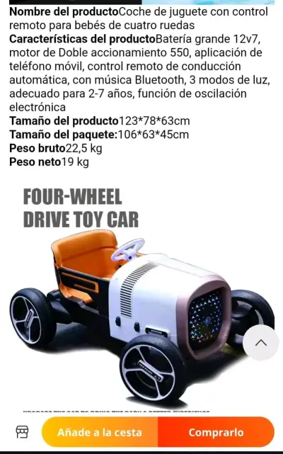 Coche de Juguete Eléctrico para Niños con Control Remoto - miniatura 2