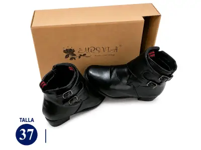Botines de cuero negro talla 37 Eurovia - miniatura 1