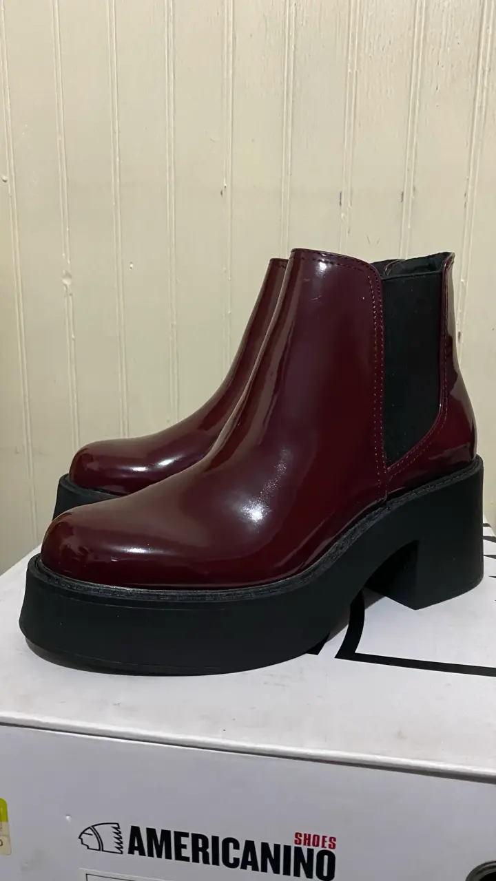 Botines de charol burdeos Americanino con plataforma