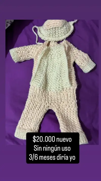 Conjunto de bebé tejido a crochet 3-6 meses - miniatura 1