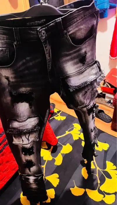 Jeans flare desgastados estilo urbano para hombre - miniatura 2