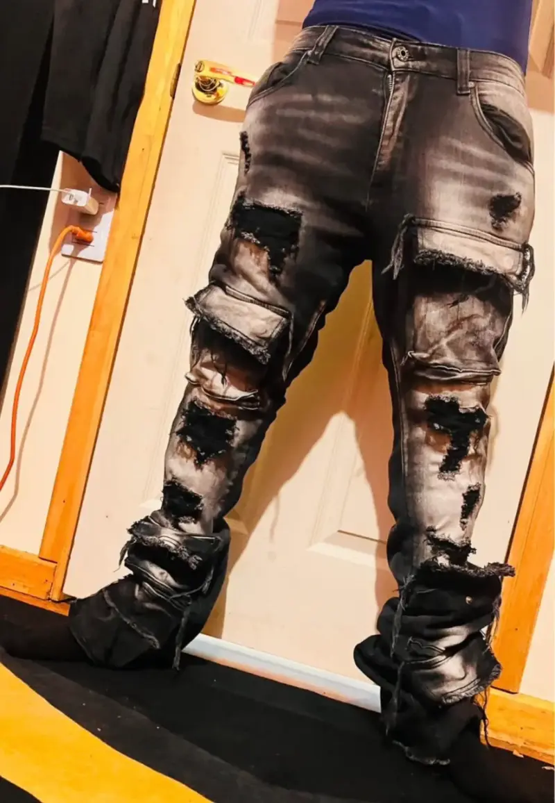 Jeans flare desgastados estilo urbano para hombre - 3