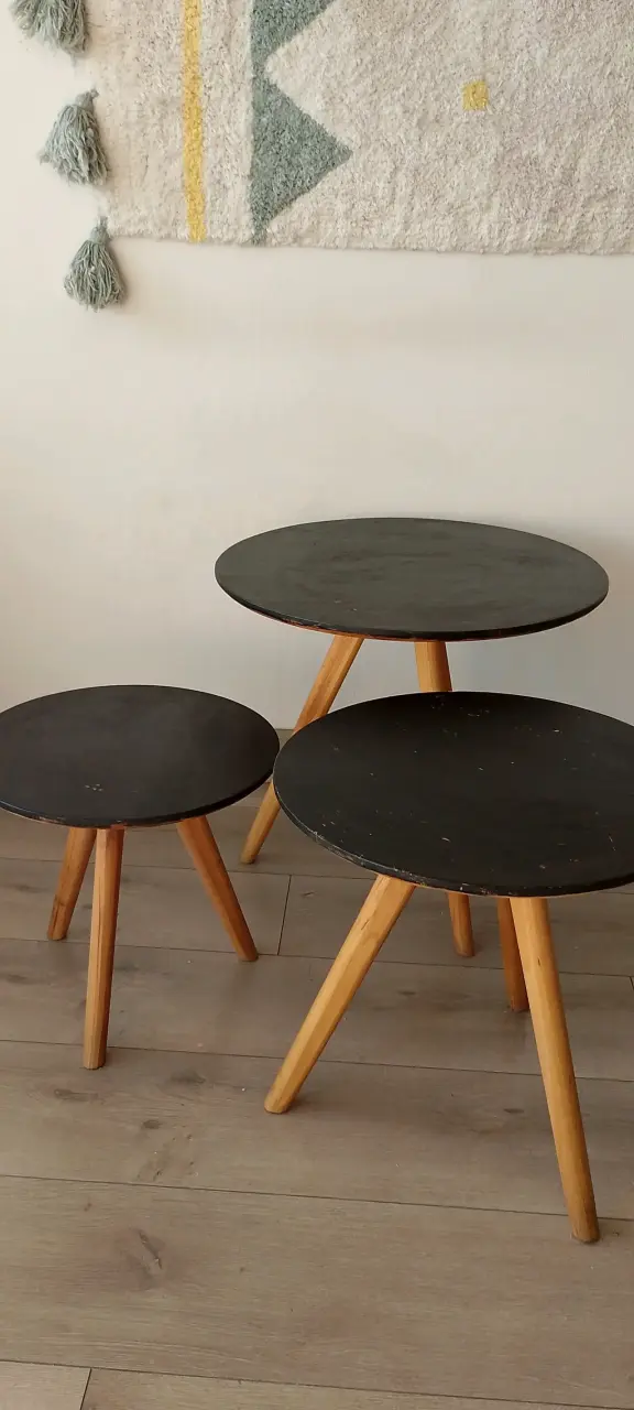 Juego de mesas nido negras de madera - 2