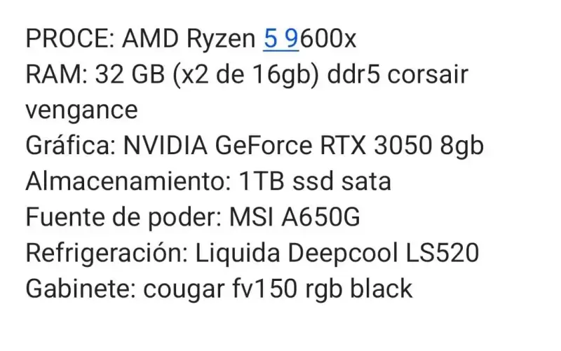 PC Gamer AMD Ryzen 5 9600x con RTX 3050 - 2