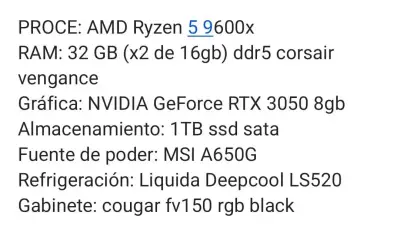 PC Gamer AMD Ryzen 5 9600x con RTX 3050 - miniatura 2