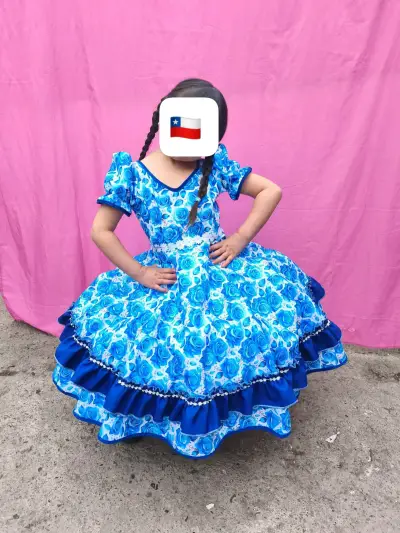 Vestido de huasa para niña con estampado floral - miniatura 2