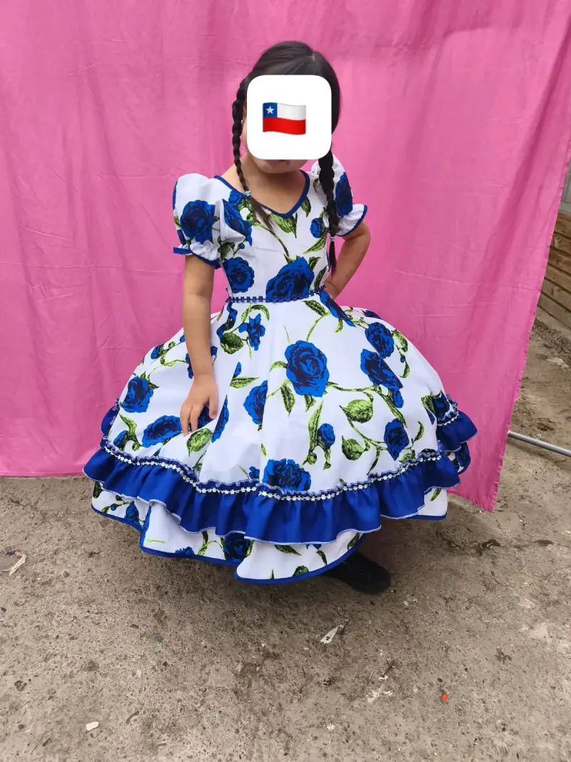 Vestido de huasa para niña con estampado floral - 3