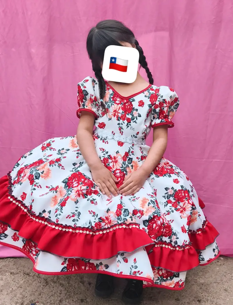 Vestido de huasa para niña con estampado floral - 4