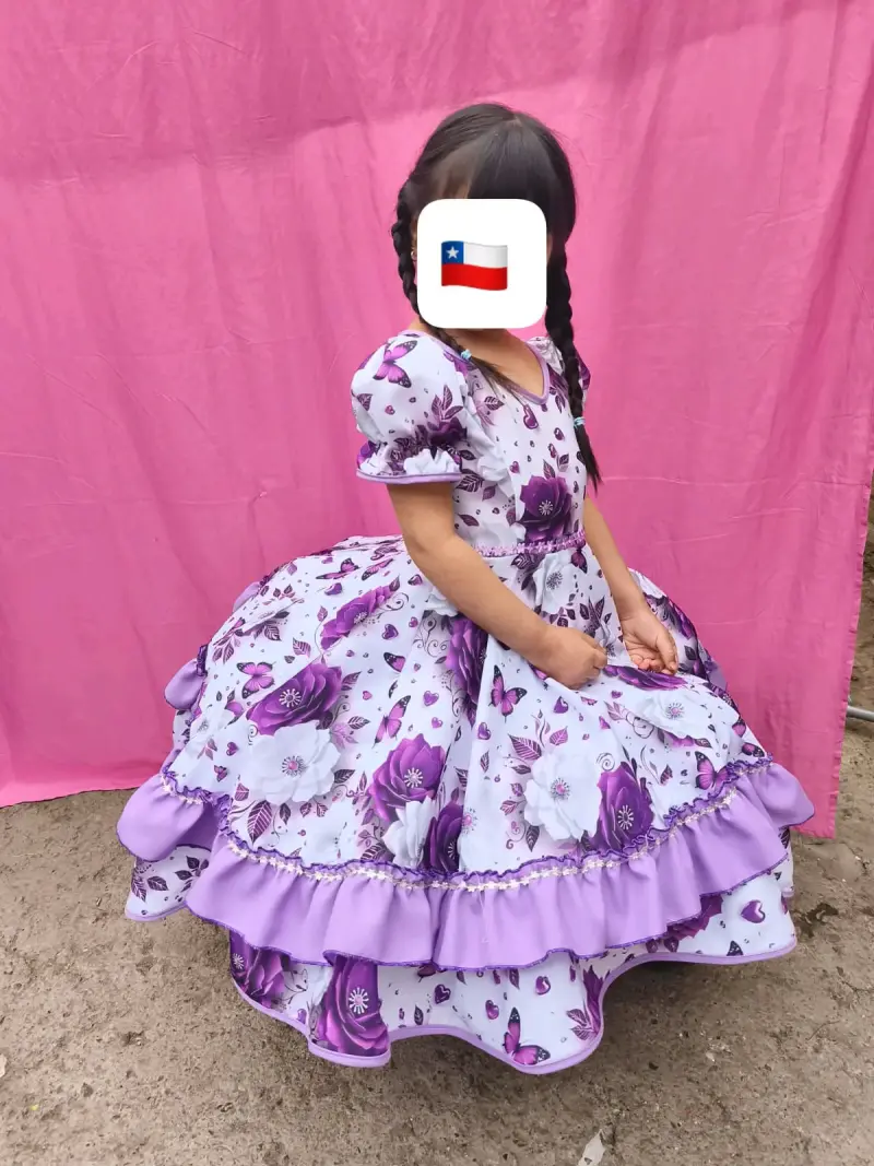 Vestido de huasa para niña con estampado floral - 6