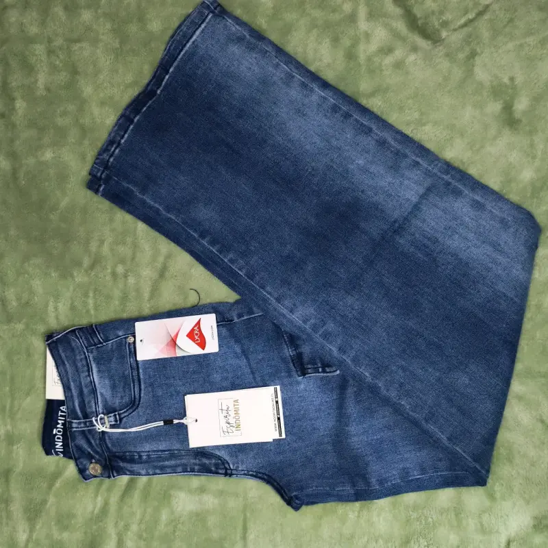 Jeans cargo azul oscuro para Dama con bolsillos - 3