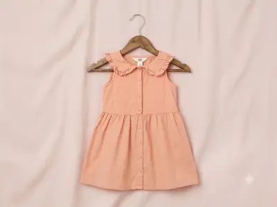 Vestido de niña H&M rosa con cuello volante - miniatura 1