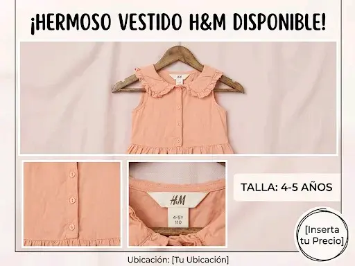Vestido de niña H&M rosa con cuello volante - 2