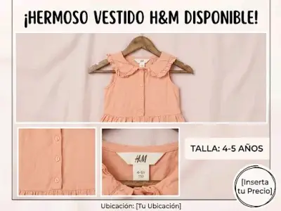 Vestido de niña H&M rosa con cuello volante - miniatura 2