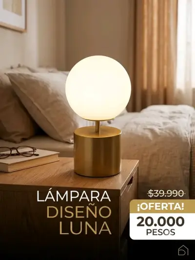 Lámpara de mesa diseño luna dorada - miniatura 1