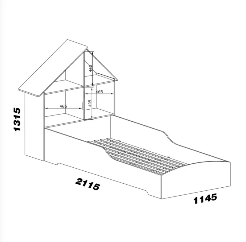Cama infantil rosa con estantería integrada - 3