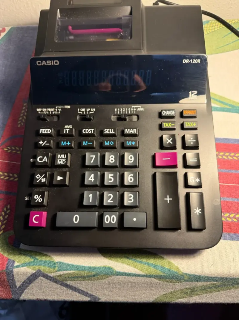 Calculadora Impresora Casio DR-120R 12 Dígitos - 6