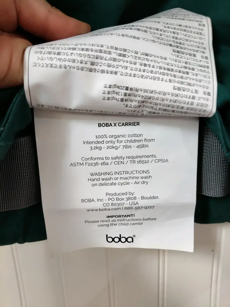 Mochila portabebé verde Boba organic  3.2 a 20 kg - 5