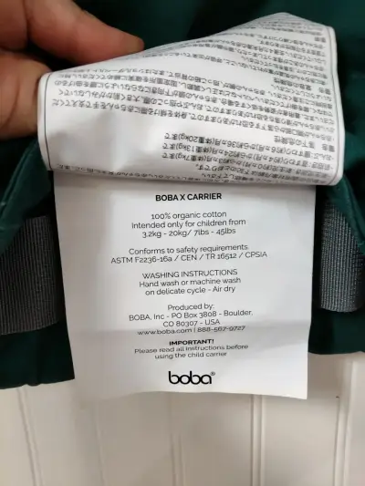 Mochila portabebé verde Boba organic  3.2 a 20 kg - miniatura 5