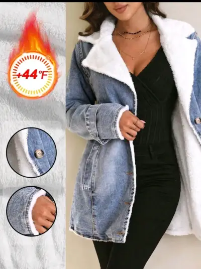 Abrigo de mezclilla con forro térmico para mujer - miniatura 2