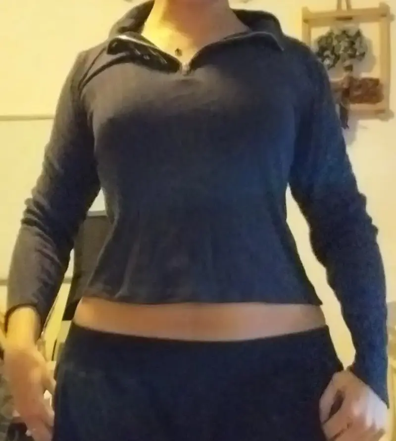Suéter azul con cierre para mujer - 2