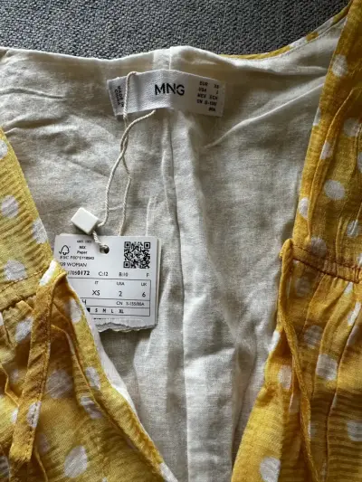 Vestido amarillo de lunares MNG talla XS - miniatura 2