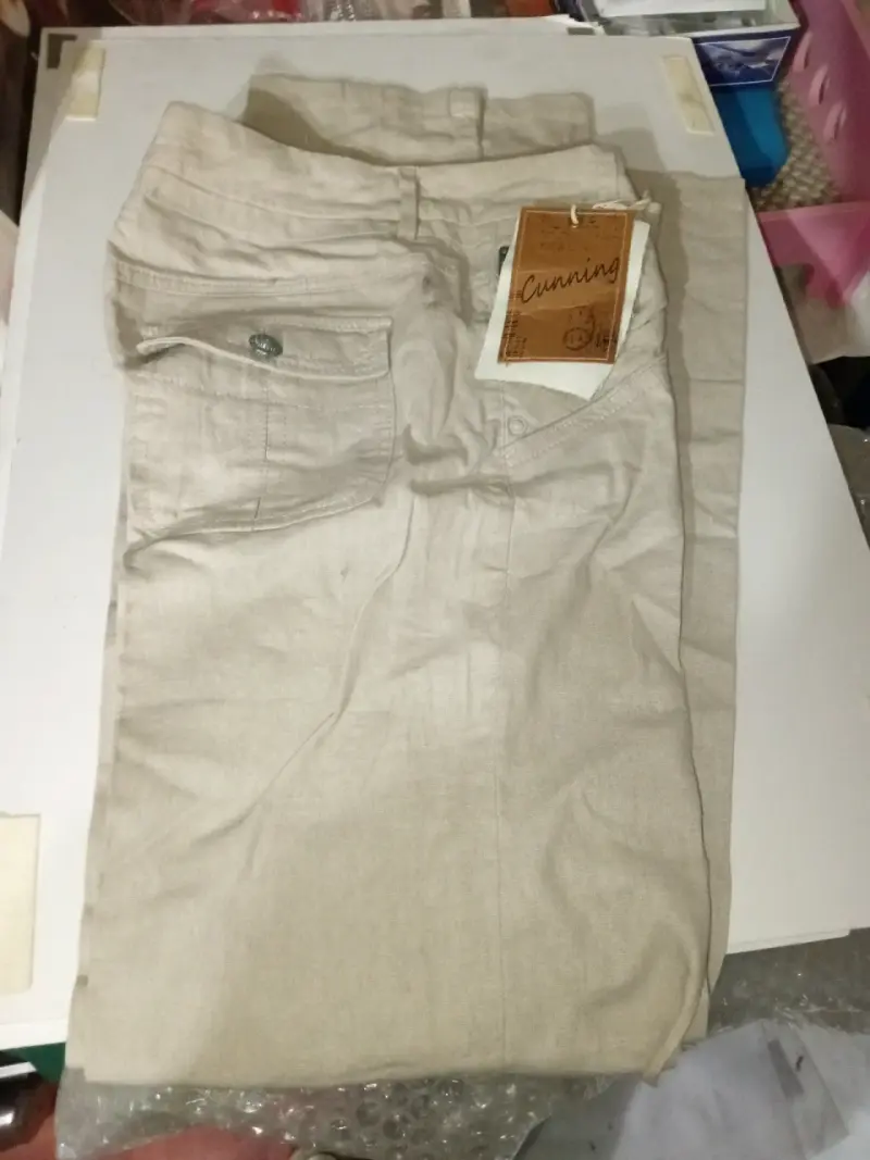 Pantalones beige de lino Cunning para hombre - 2