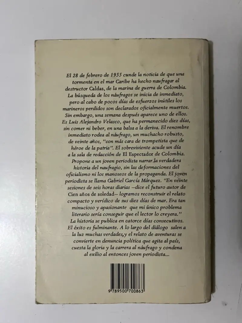 Libro Relato de un Náufrago de Gabriel García Márquez - 3