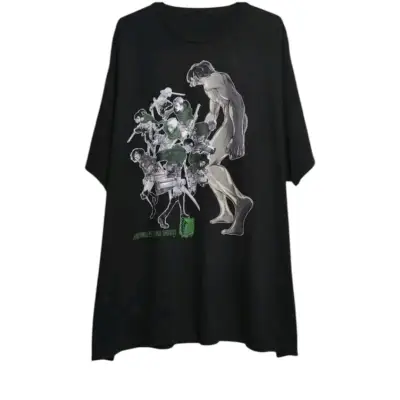Polera negra Attack on Titan con diseño gráfico - miniatura 1