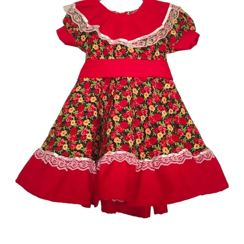 Vestido cueca de niña con flores - 1