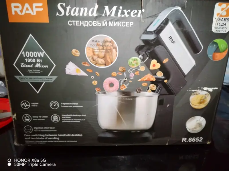 Batidora de pie RAF 1000W con bol de acero inoxida - 1