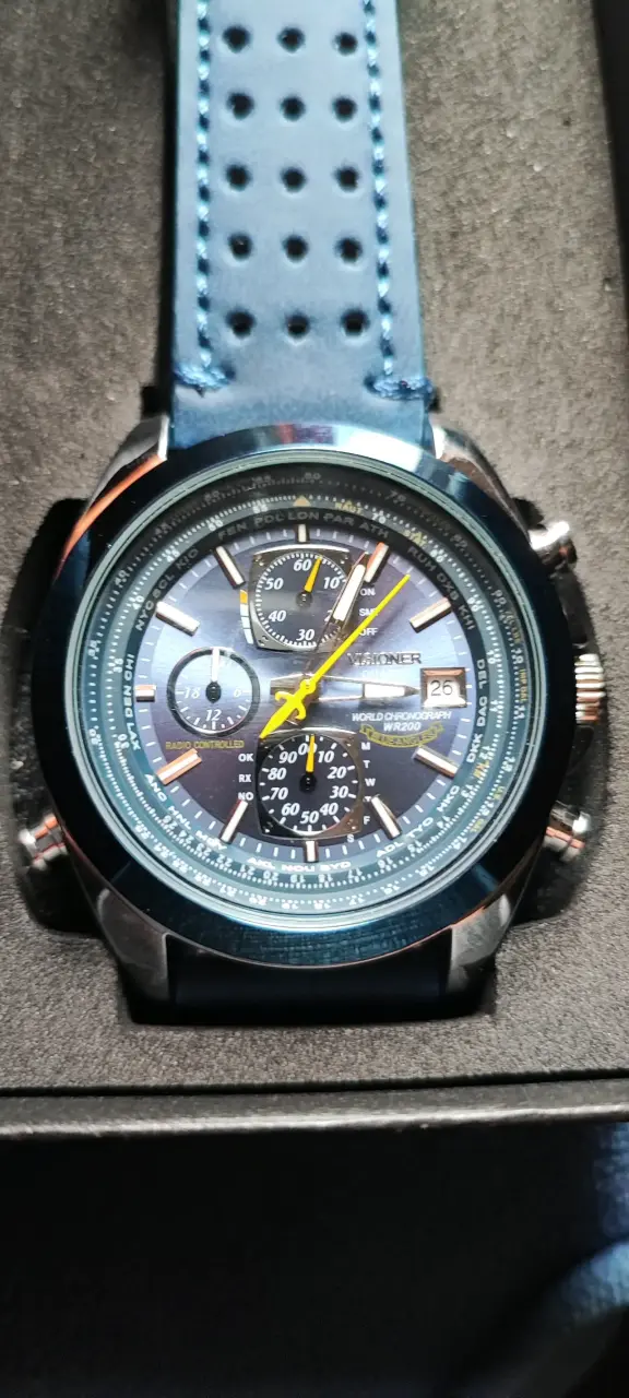 Reloj Visioner cronógrafo azul con correa metálica - 2