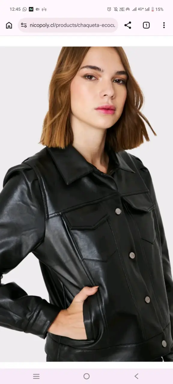 Chaqueta de cuero sintético negra para mujer - 1