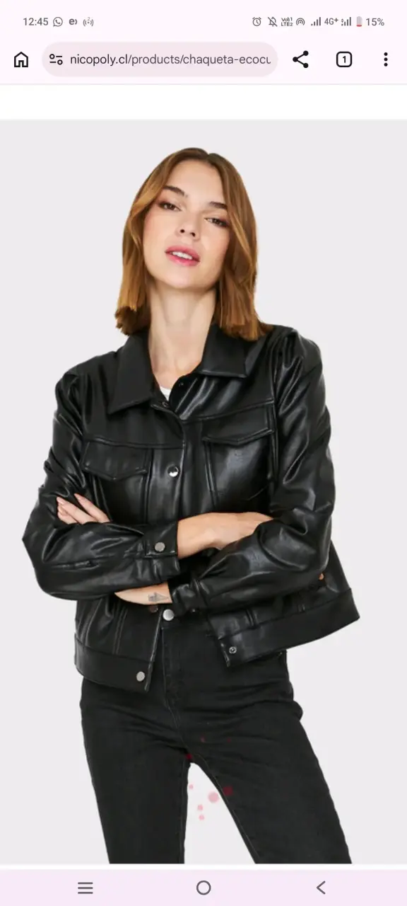 Chaqueta de cuero sintético negra para mujer - 2