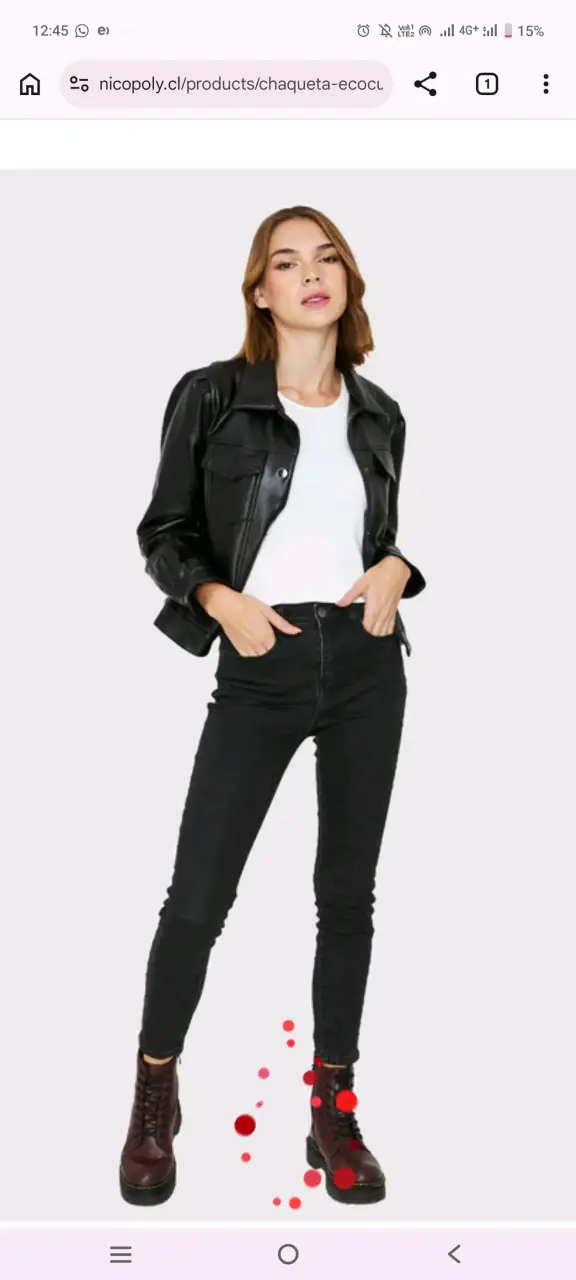 Chaqueta de cuero sintético negra para mujer - 3