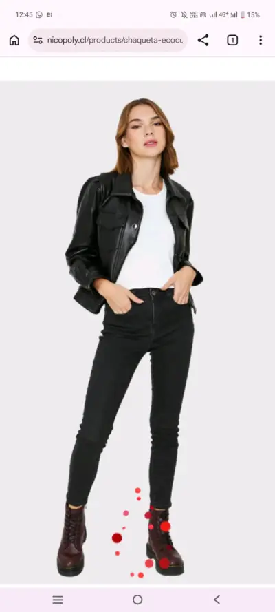 Chaqueta de cuero sintético negra para mujer - miniatura 3