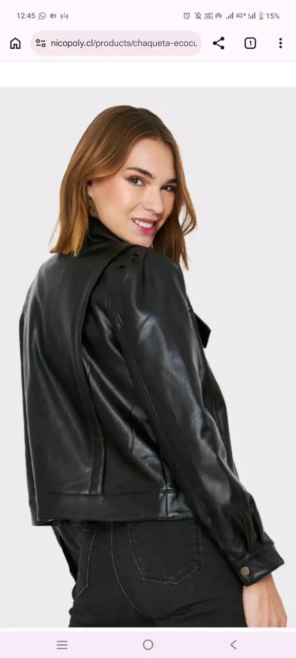 Chaqueta de cuero sintético negra para mujer - 4