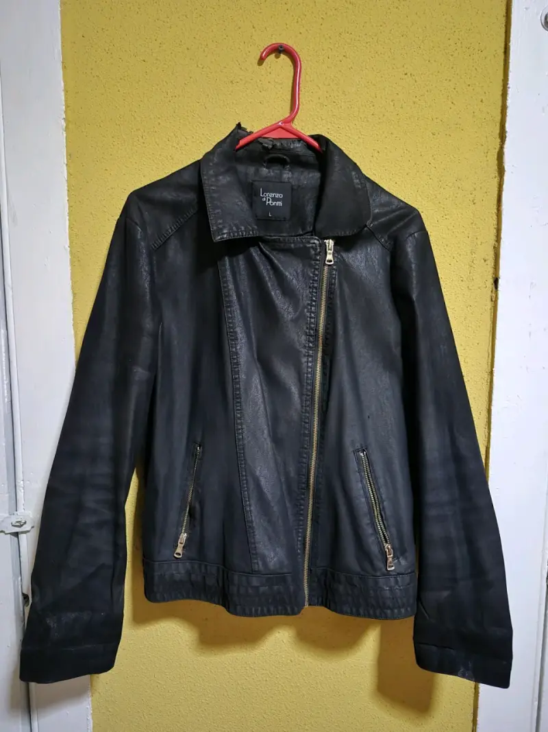 Chaqueta de cuero negra Lorenzo Ponti - 1