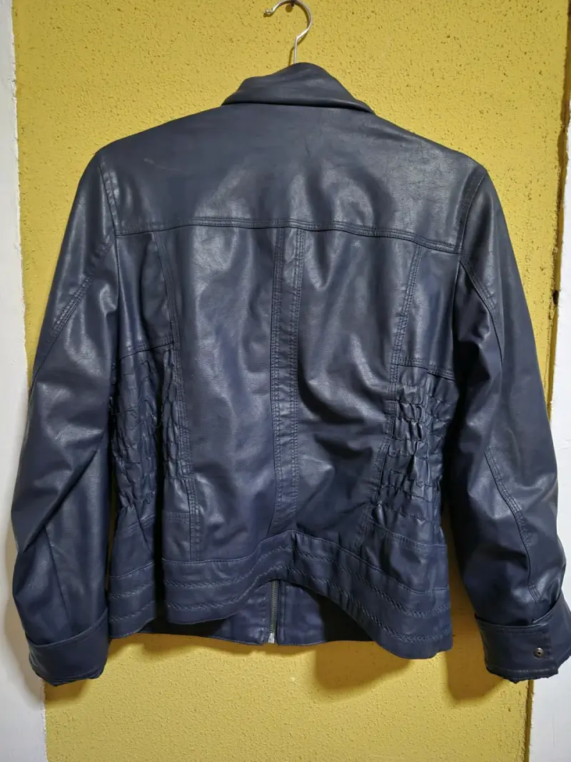 Chaqueta de cuero sintético azul para mujer - 2