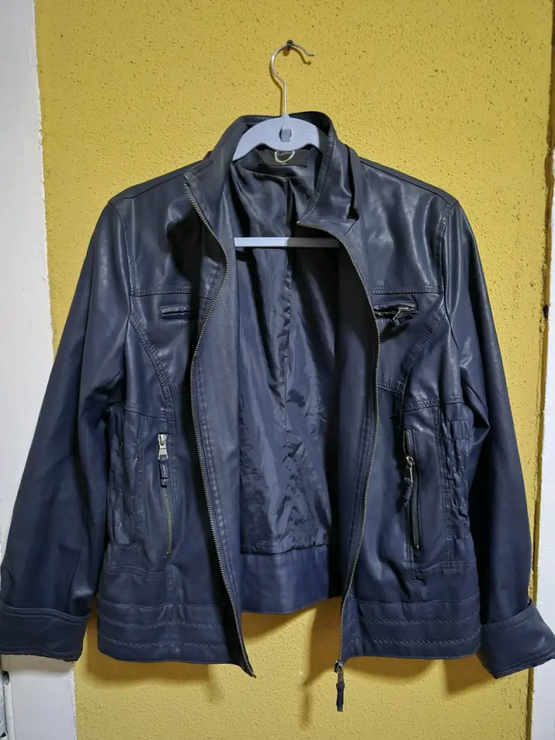 Chaqueta de cuero sintético azul para mujer - 3
