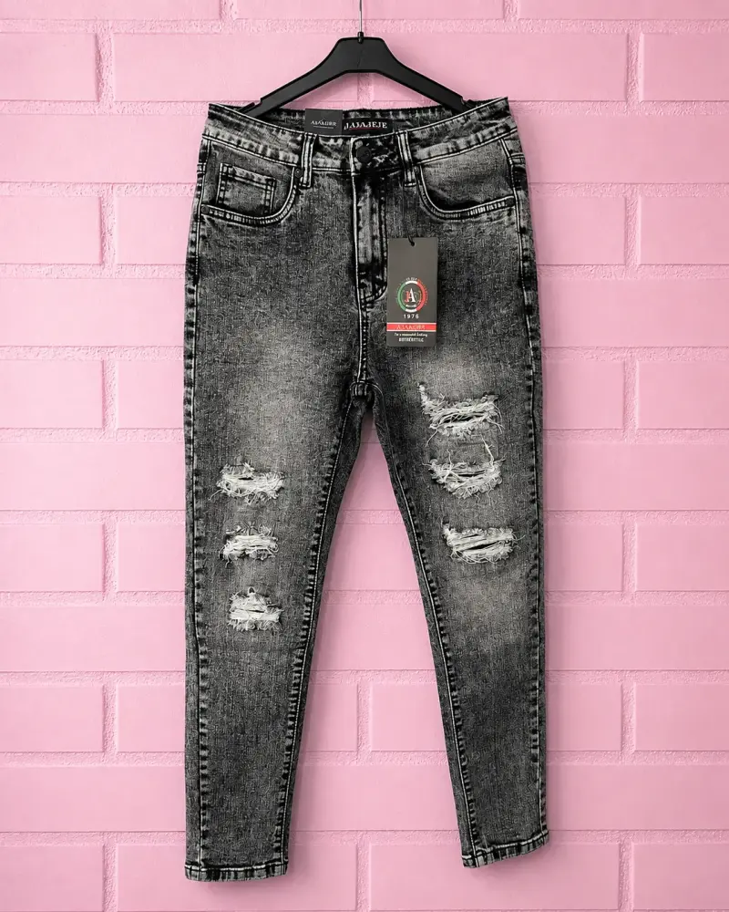 Jeans negros desgastados para hombre - 3