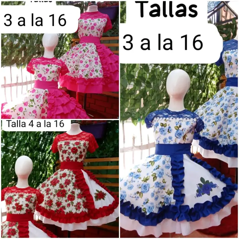 Vestido de huasa para Niña con Encaje - 2