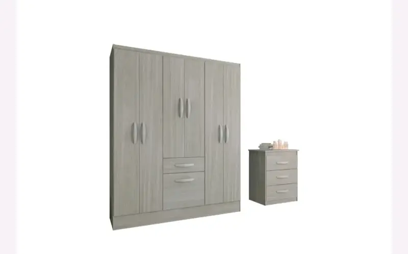 Closet de madera con cajonera gris - 2