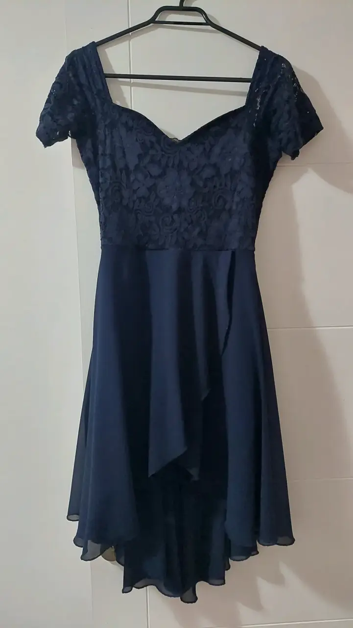 Vestido de encaje azul elegante - 2