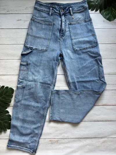 Jeans cargo de mezclilla azul cargo - miniatura 1