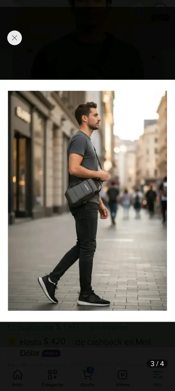 Bandolera negra con puerto USB para hombre