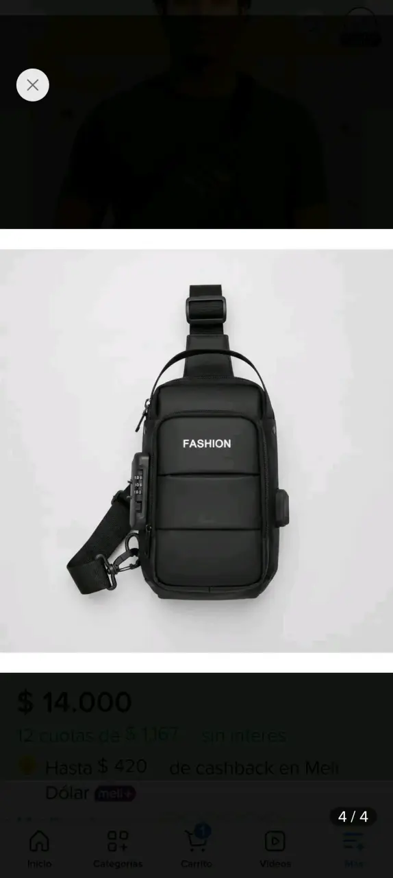 Bandolera negra con puerto USB para hombre - 4