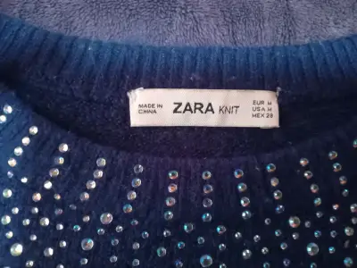 Sweater azul con apliques brillantes Zara Knit - miniatura 1