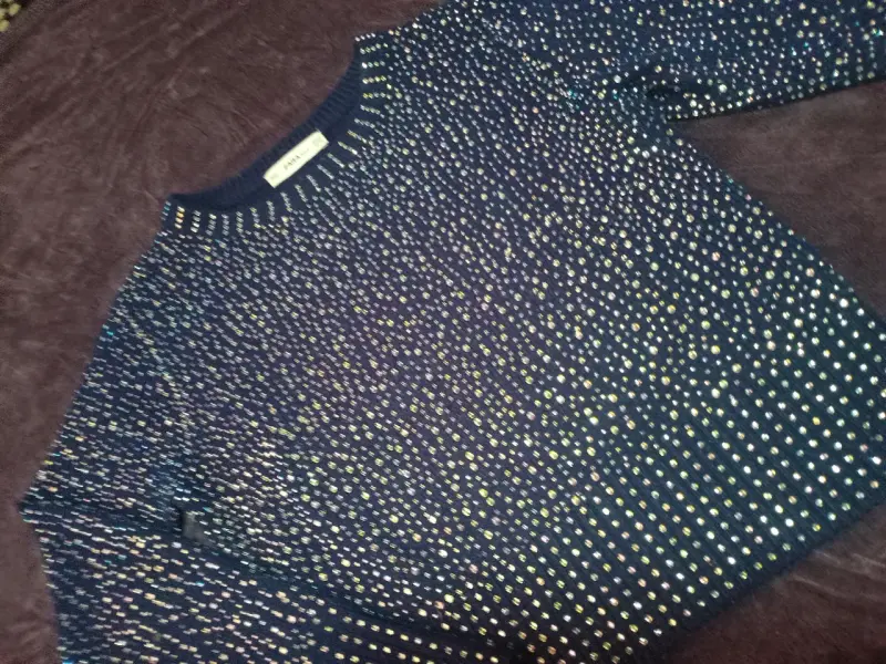 Sweater azul con apliques brillantes Zara Knit - 2