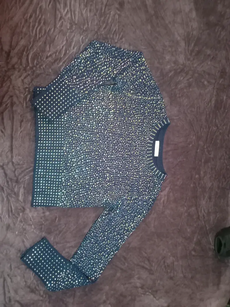 Sweater azul con apliques brillantes Zara Knit - 3