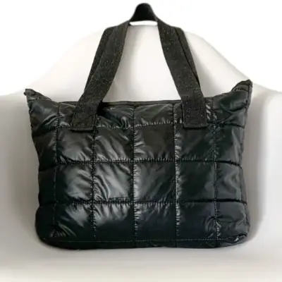 Tote bag acolchada negro con asas resistentes - miniatura 1